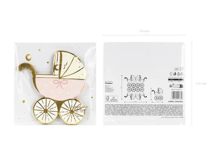 Paper Napkins "Pink Baby Stroller", 14 × 15 cm, 20 pcs