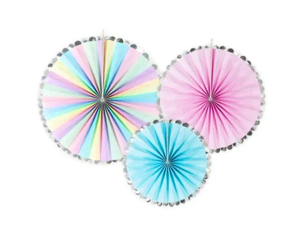 Decorative Paper Rosettes "Unicorn", 21, 25 and 30 cm, 3 pcs