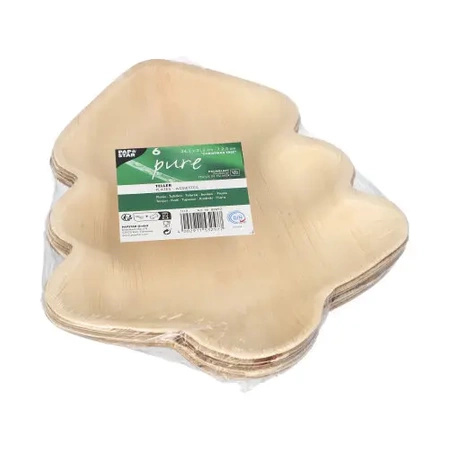 Palm leaf plate "Christmas tree" 24.3 x 21.2 x 2.5 cm, 6 pcs.