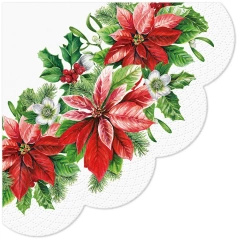 Round 3-layer napkins "Poinsettia", 1/4, dia 32 cm, 12 pcs.