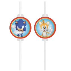 Słomki papierowe "Sonic SEGA", 22 cm, 4 szt.