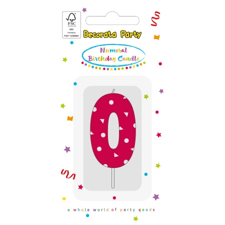 Pink Birthday Candle "0", 1 pc.