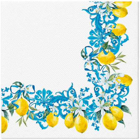 Premium Airlaid napkins, "Citrus Baroque", 1/4, 40 x 40 cm 12 pcs.