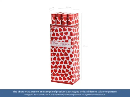 Confetti Cannon "Red Hearts", 60 cm, 1 pc