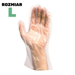 Clear hdpe disposable gloves on block, "L", 100 pcs