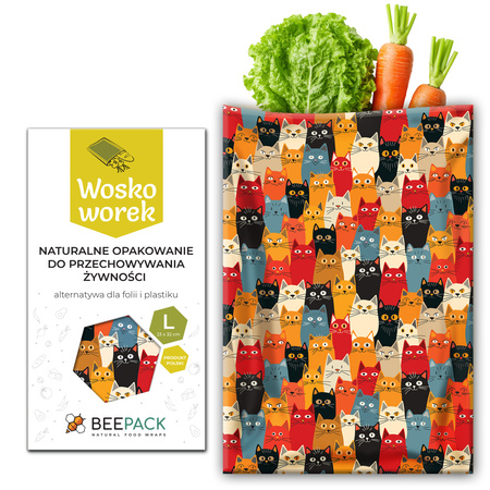 Beeswax Bag “Cats” L 23×32 cm, 1 pc