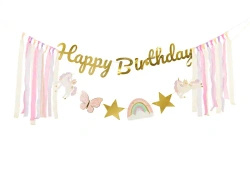 Paper Banner "Happy Birthday – Unicorns", 2.3 m, 1 pc