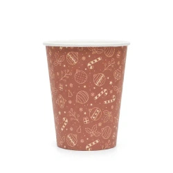 Kubek papierowy, No-Plastic, Świąteczny, 250 ml, śr. 80 mm, 50 szt.