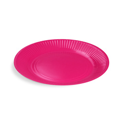 Round paper plate, fuchsia / pink, 23 cm dia, 10 pcs.
