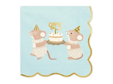 2-Ply Paper Napkins "Blue Mice", 33 × 33 cm, 12 pcs