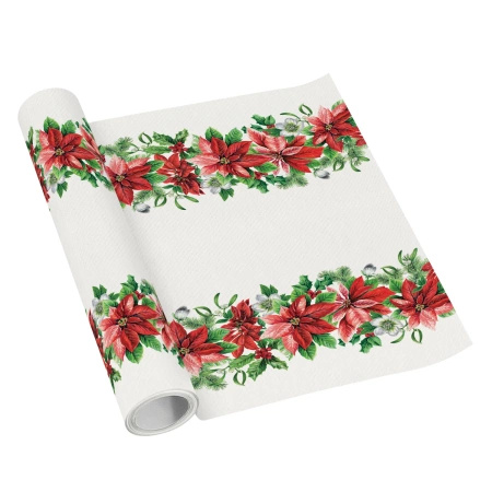 Bieżnik papierowy PREMIUM w rolce, "Poinsettia", 40 cm x 5 m, 1 szt.