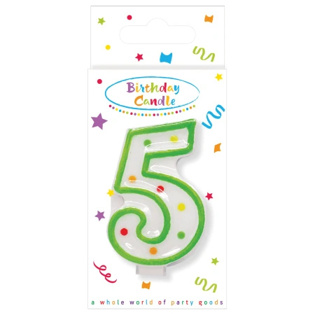 Polka Dots Birthday Candle "5", 1 pc.