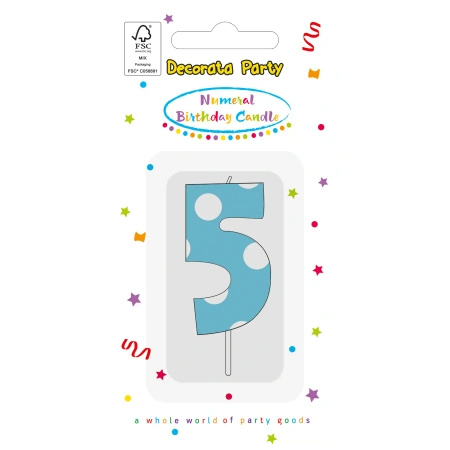 Świeczka urodzinowa Niebieska "5" 1 szt.