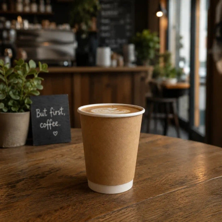 Paper cup double-wall kraft, glossy, dispersion coating 450 ml, dia. 90 mm, 25 pcs.