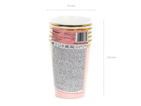 PinkPaper Cups, 220 ml, 6 pcs
