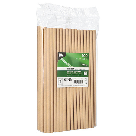 Kraft paper straws 8/250mm 100 pcs