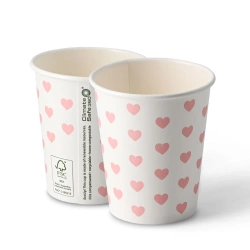 Kubek papierowy dyspersja "Hearts" 250 ml, śr. 80 mm 50 szt.