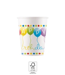 Kubek papierowy "Happy Birthday" 200 ml 8 szt.