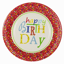 "Birthday" round paper plate ¶. 23 cm 10 pcs.