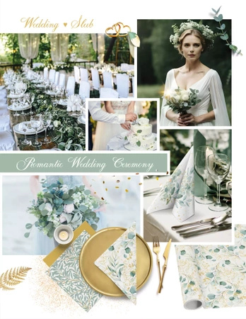 Premium Airlaid napkins, "Golden Eucalyptus", 1/4, 40 x 40 cm 12 pcs.