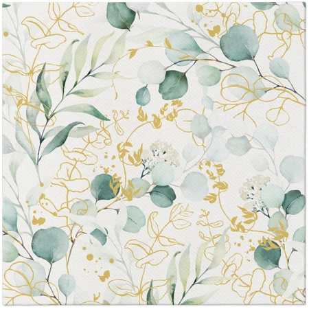 Premium Airlaid napkins, "Golden Eucalyptus", 1/4, 40 x 40 cm 12 pcs.
