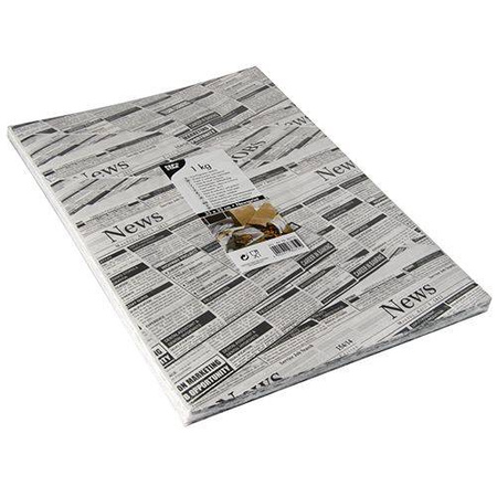 White wrapping paper "Newsprint" greaseproof 35 x 25cm 1 kg, ~200 sheets