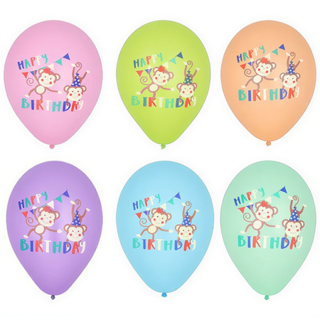 Balony "Happy Birthday" mix 29 cm 6 szt.