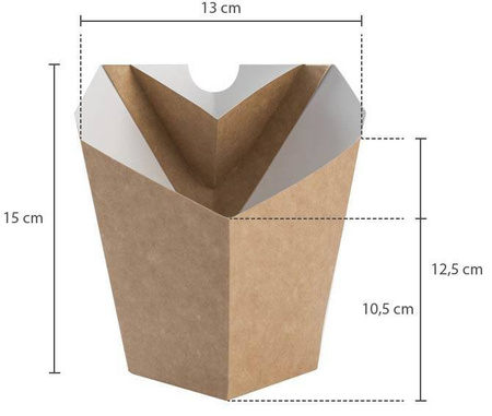 Fries container with space for DIP 6 x 6 x 10.5 cm 100 pcs.