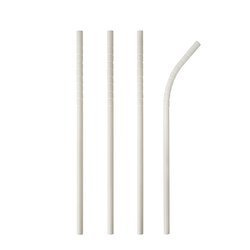 Flexible paper straws white 6/200 mm 100 pcs.