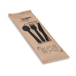 Set of wooden cutlery - Fork, knife, spoon + napkin 50 pcs.