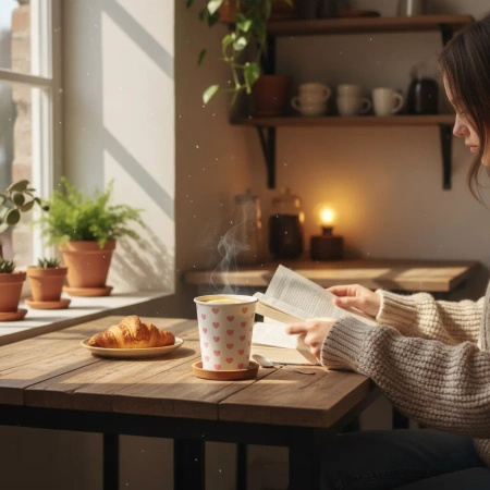 Kubek papierowy dyspersja "Hearts" 250 ml, śr. 80 mm 50 szt.