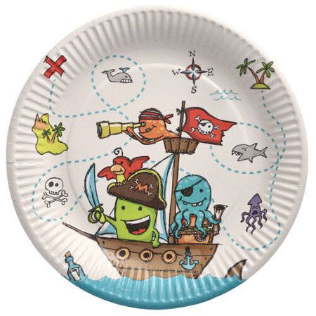 Talerz papierowy okrągły "Pirate Crew" śr. 23 cm 10 szt.