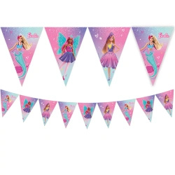 Girlanda flagi papierowe "Barbie" 2,3 m 1 szt.