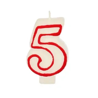 White Birthday Candle Number "5", 1 pc.
