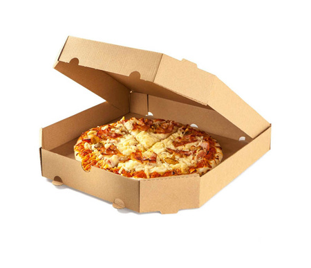 KIT: Kraft pizza box 32 x 32 x 3.5 cm 100 pcs. + support 100 pcs.