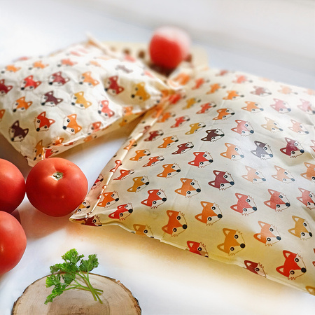 Beeswax bags "Foxes" set L+XL 1 pc.