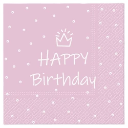 Serwetki 3-warstwowe "Birthday Pink", 1/4, 33 x 33 cm 20 szt.