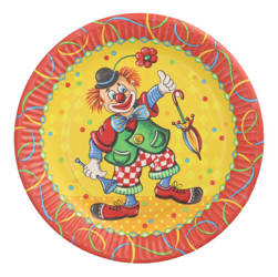 Talerz papierowy okrągły "Clown" 23 cm 50 szt.