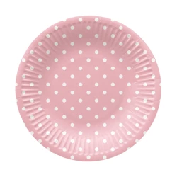 Talerz papierowy okrągły "Dots Pink" śr. 18 cm 8 szt.