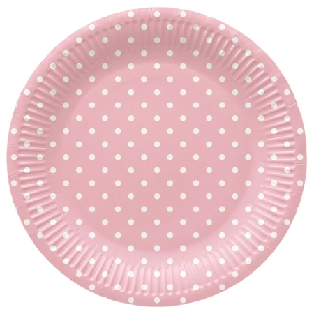 Talerz papierowy okrągły "Dots Pink" śr. 23 cm 8 szt.